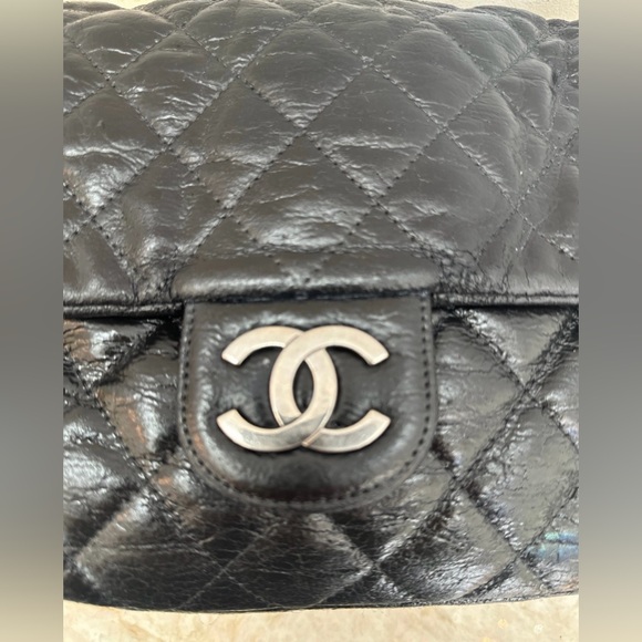 Chanel authentic classic quilted aged glazed calfskin black silver - Picture 9 of 15